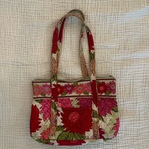 Vera Bradley Quilted Floral Tote in Red, Pink & Green